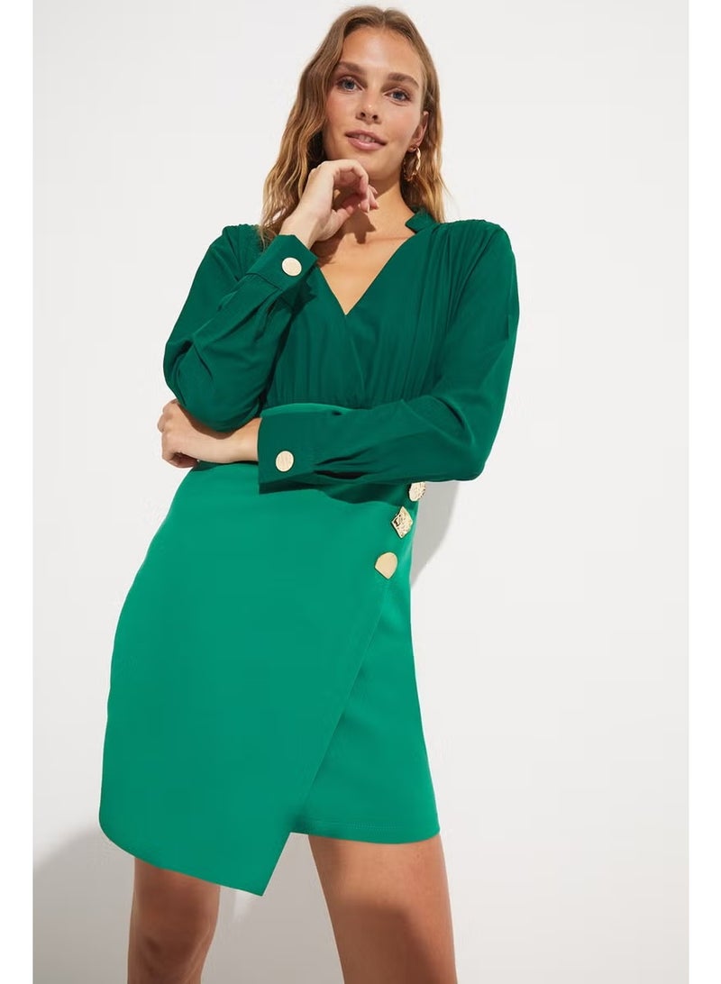 JUNE Fitted Dress with Button Detail - Image 4