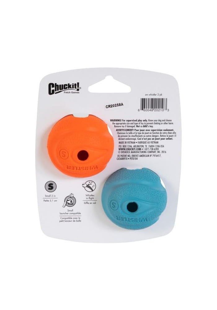 Chuckit! Interactive Whistler Dog Toy Balls - Durable Rubber Fetch Toys for Small Dogs, Pack of 2 - Image 2