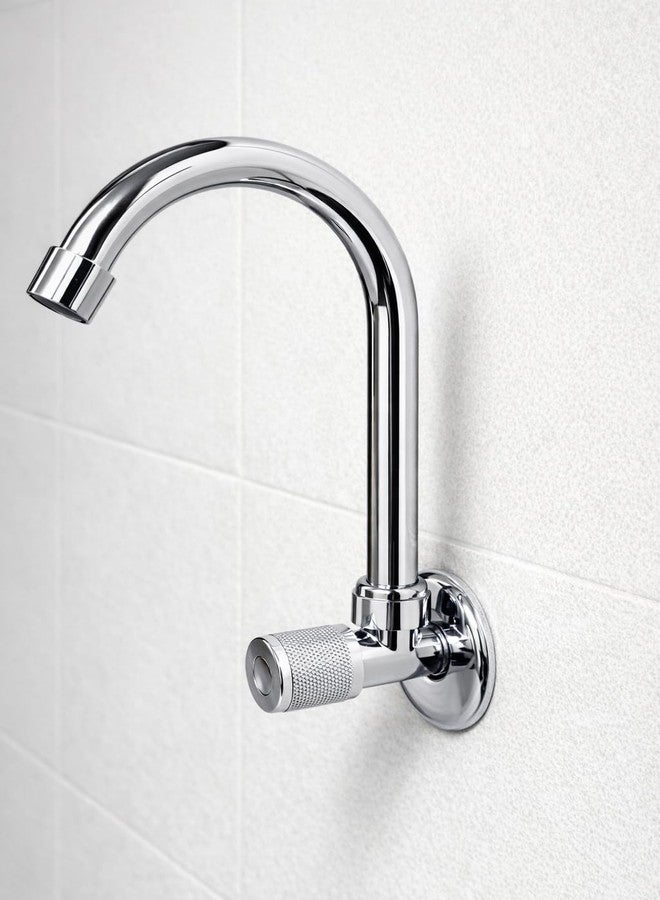 BATH GURU (swis'x) Swan Neck Sink Cock Tap for Kitchen | Wall Mounted Chrome Finish Faucet | Zinc Body with Plastic Handle | Kitchen Sink Tap (½ Inch) | Lightweight Sink Faucet - Image 1