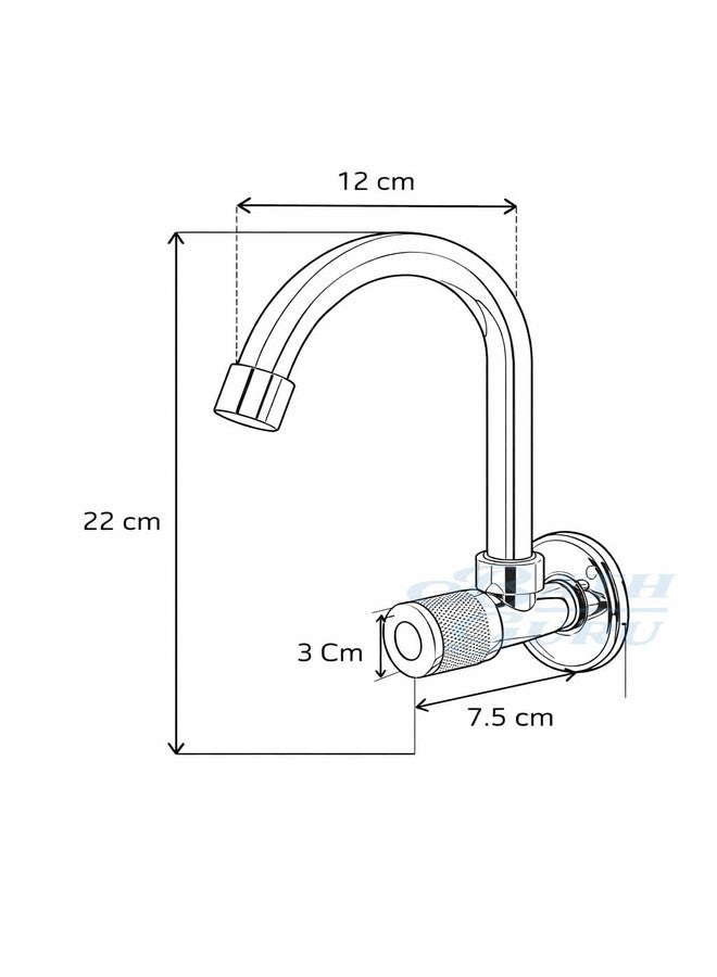 BATH GURU (swis'x) Swan Neck Sink Cock Tap for Kitchen | Wall Mounted Chrome Finish Faucet | Zinc Body with Plastic Handle | Kitchen Sink Tap (½ Inch) | Lightweight Sink Faucet - Image 5