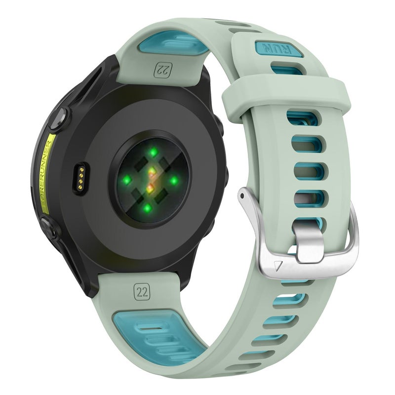 S-TOP For Garmin Forerunner 970 Silver Buckle Two Color Silicone Watch Band(Mint Green Blue) - Image 2