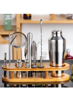Stainless Steel Cocktail Set with Bamboo Stand, 18pc 700ML