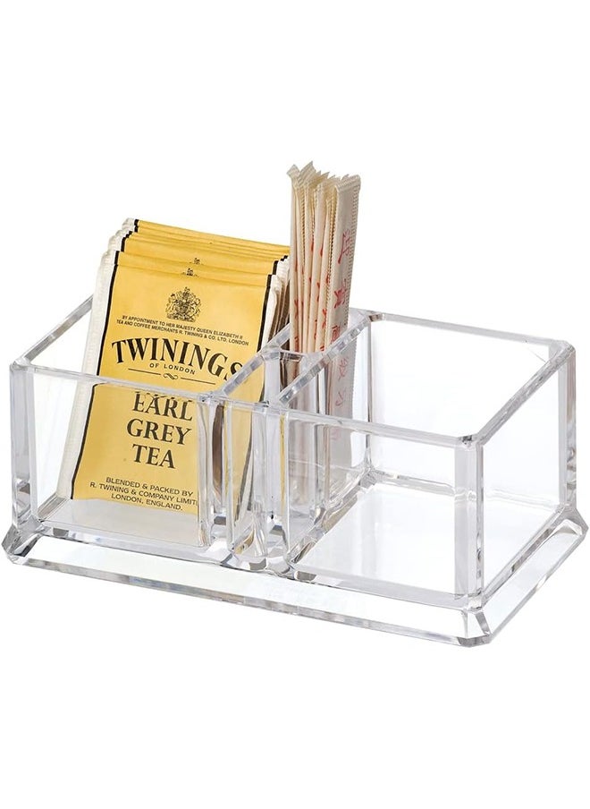 HY Tea Bag Organizer Storage Box, Clear Acrylic Two Lattices Tea Bags Holder Coffee Sugar Bag Case, Guest Room Storage Boxes, Tea Storage Chest Case, Tea Bag Sorter for Any Home Restaurant Office  - Image 1
