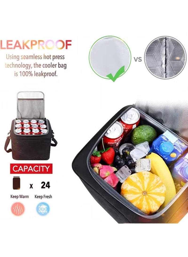 EzzySo منظم صندوق السيارة، منظمات سيارات متعددة المقصورات قابلة للطي، تخزين سيارة SUV كبير قابل للطي، منظم صندوق مقاوم للماء / مقاوم للغبار مع حقيبة مبرد معزولة غير قابلة للتسرب - Image 3