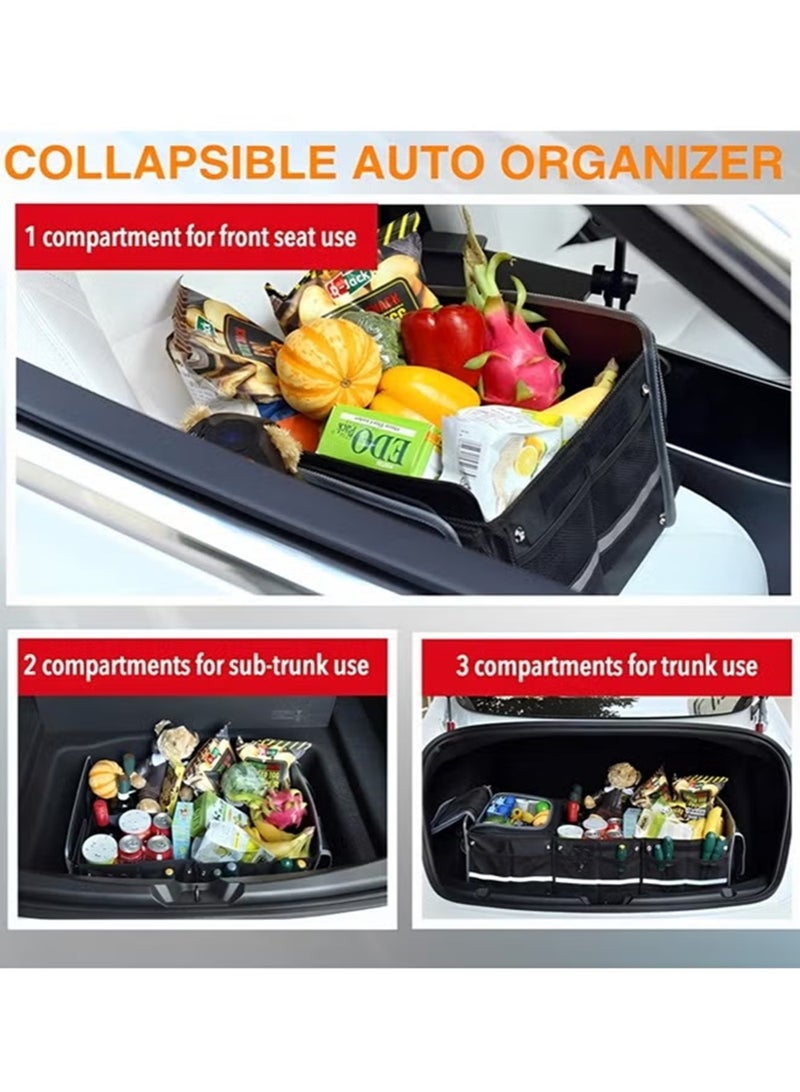 EzzySo منظم صندوق السيارة، منظمات سيارات متعددة المقصورات قابلة للطي، تخزين سيارة SUV كبير قابل للطي، منظم صندوق مقاوم للماء / مقاوم للغبار مع حقيبة مبرد معزولة غير قابلة للتسرب - Image 2