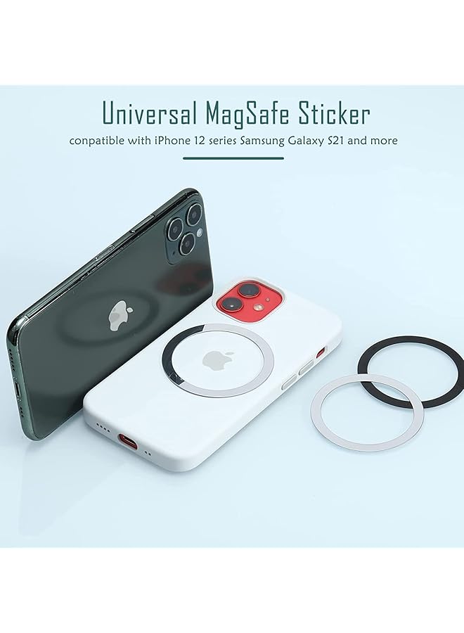 Boolygo 8 Pieces Magnetic Wireless Car Charger Metal Rings With Sticker Universal Metal Rings, Black And Silver - Image 5