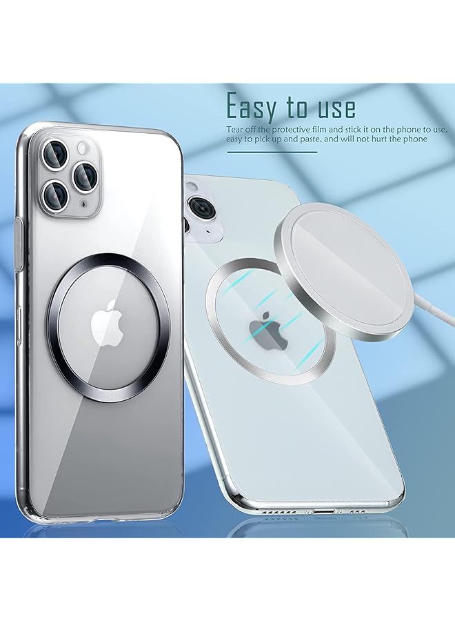 Boolygo 8 Pieces Magnetic Wireless Car Charger Metal Rings With Sticker Universal Metal Rings, Black And Silver - Image 2