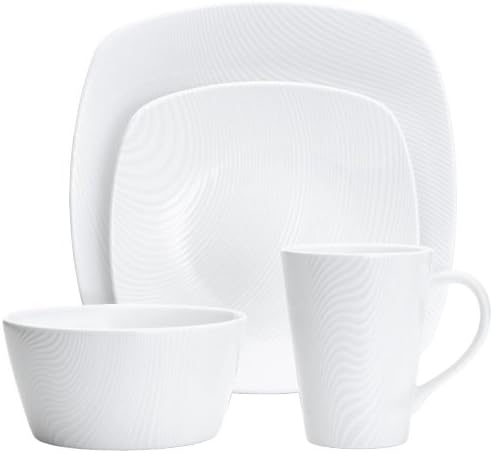 Noritake طقم أطباق نوريتاكي 4 قطع مربع أبيض على أبيض ديوان - Image 1