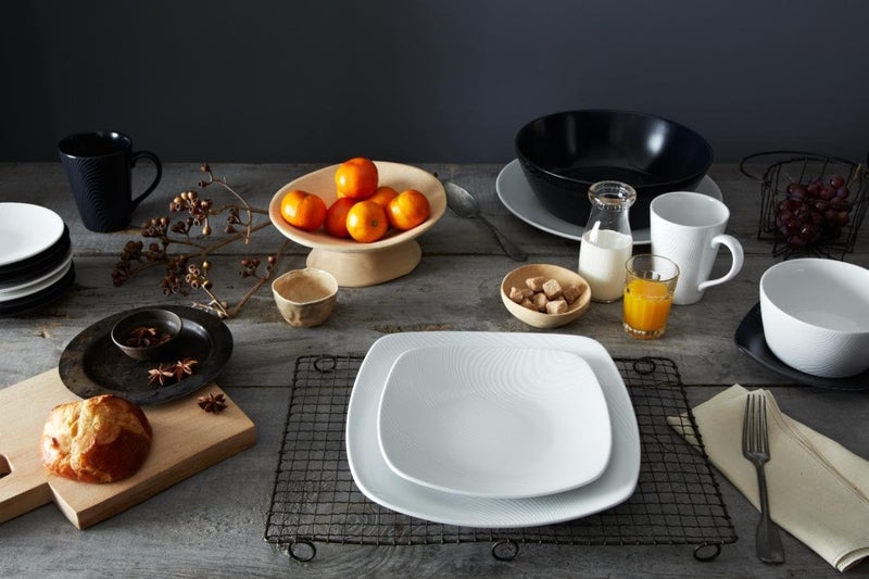 Noritake طقم أطباق نوريتاكي 4 قطع مربع أبيض على أبيض ديوان - Image 2