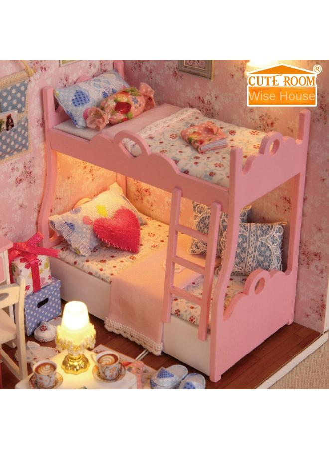 Smart House Diy Hut Handmade Creative Toys Pink Assembled Model Ins Small House Bed In The Mood For Love - Image 3