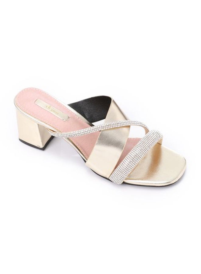 Slip On Strased Mid Heeled Slipper