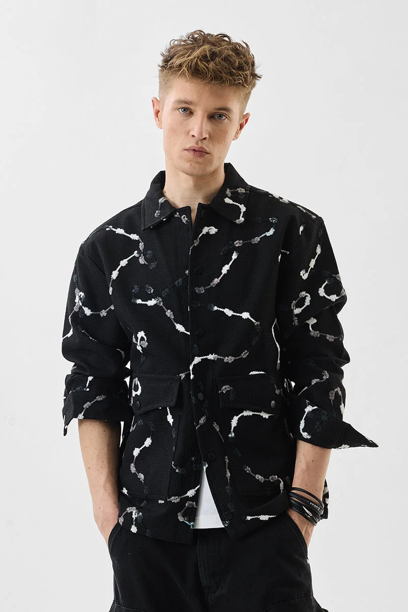 SNITCH جاكيت أسود فضفاض بتصميم تجريدي