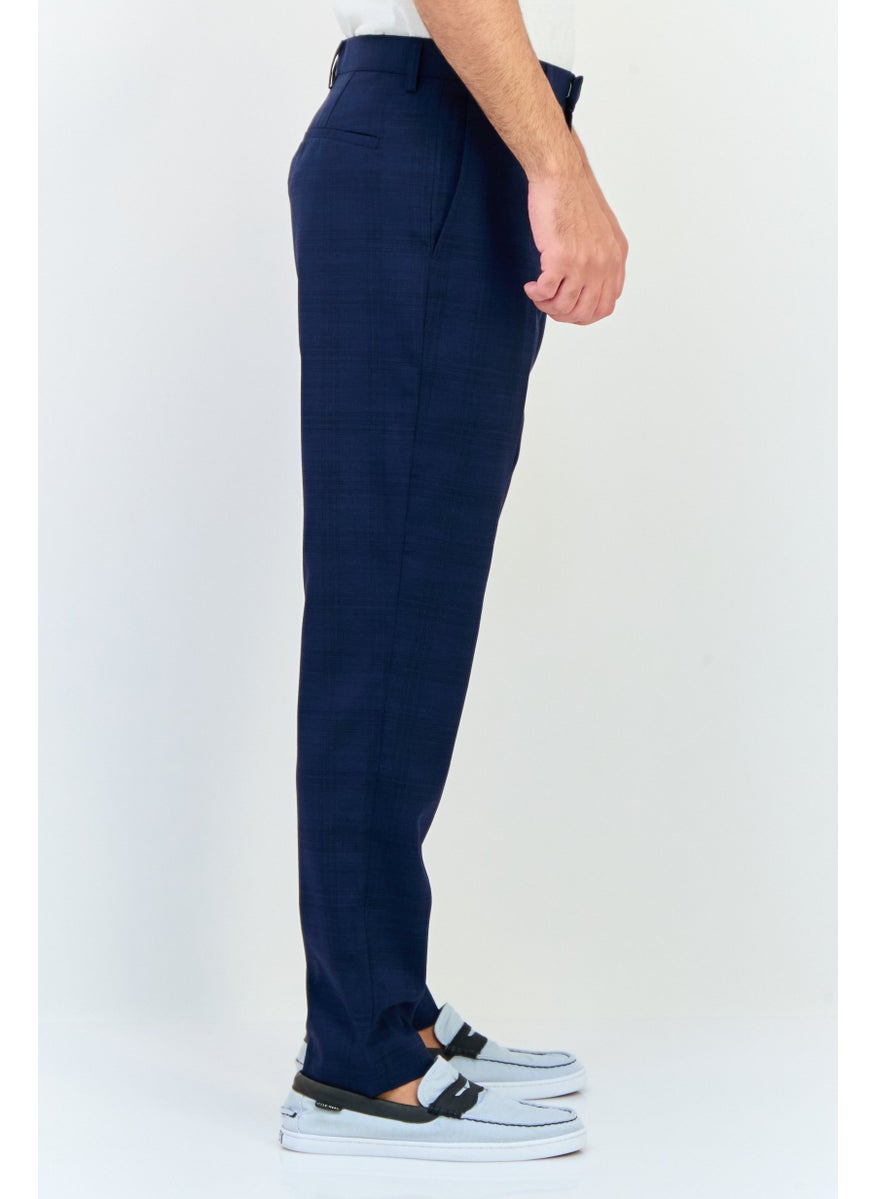 Selected Homme Men Tapered Fit Plaid Dress Pants, Blue  - Image 4
