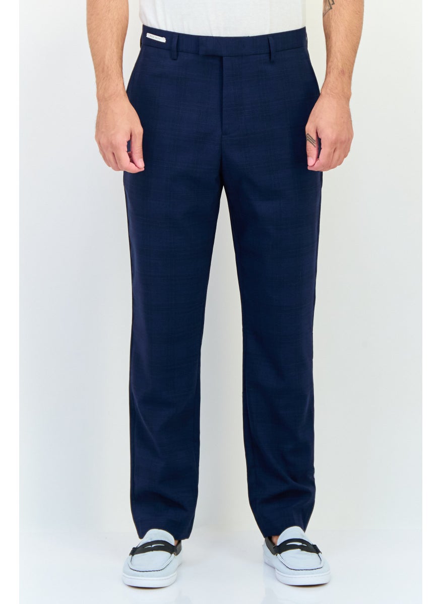 Selected Homme Men Tapered Fit Plaid Dress Pants, Blue  - Image 1