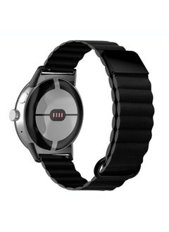 Replacement Strap For Google Pixel Watch Reverse Buckle Magnetic Genuine Leather Watch Band Black