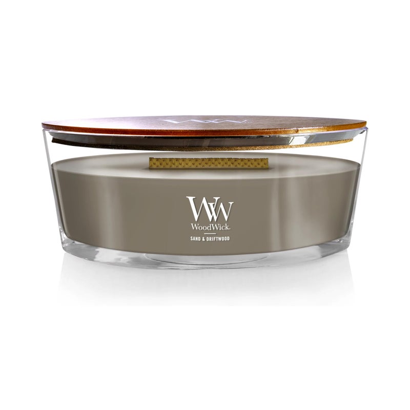 WoodWick Sand & Driftwood Gifts for Women and Men, 16 oz Ellipse Candle with Crackling Wick - Image 1