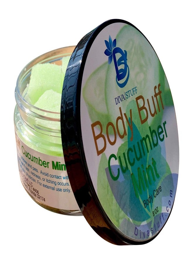 Diva Stuff Sugar Cube Body Buff Scrub, Exfoliates and Hydrates Skin, Pairs With Our Crepey Skin Cream - Cucumber Mint, 8 oz (Made in the USA) - Image 1