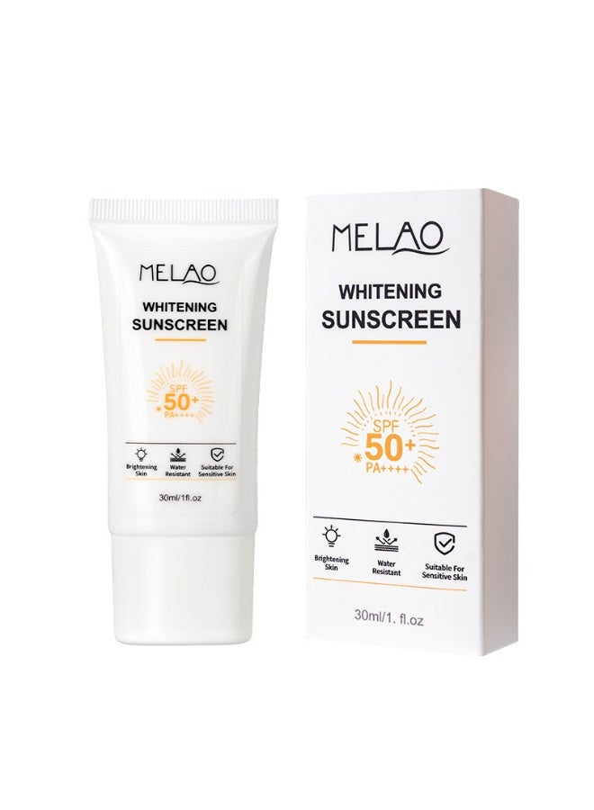 ميلاو واقي شمس MELAO SPF 50 PA لتفتيح البشرة، كريم شمس مقاوم للماء 30 مل، واقي شمس مُشرق وناعم للبشرة الحساسة، حماية يومية من الأشعة فوق البنفسجية للوجه والجسم - Image 1