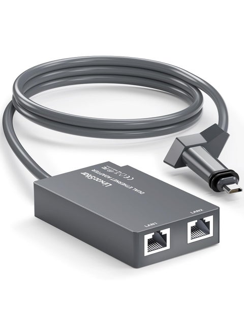 Linkoostar Dual Ports Starlink Ethernet Adapter for Starlink V2 Multi Starlink Ethernet Adapter Gen 2 for Wired External Network 2 Devices Networked Simultaneously Fast  Stable Connect Up to 1 Gbps