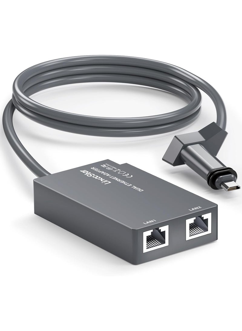 fonken Linkoostar Dual Ports Starlink Ethernet Adapter for Starlink V2 Multi Starlink Ethernet Adapter Gen 2 for Wired External Network 2 Devices Networked Simultaneously Fast  Stable Connect Up to 1 Gbps  - Image 1