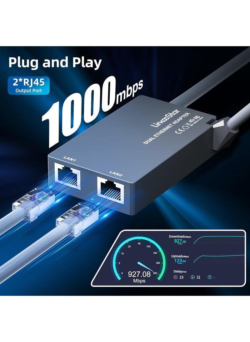 fonken Linkoostar Dual Ports Starlink Ethernet Adapter for Starlink V2 Multi Starlink Ethernet Adapter Gen 2 for Wired External Network 2 Devices Networked Simultaneously Fast  Stable Connect Up to 1 Gbps  - Image 3