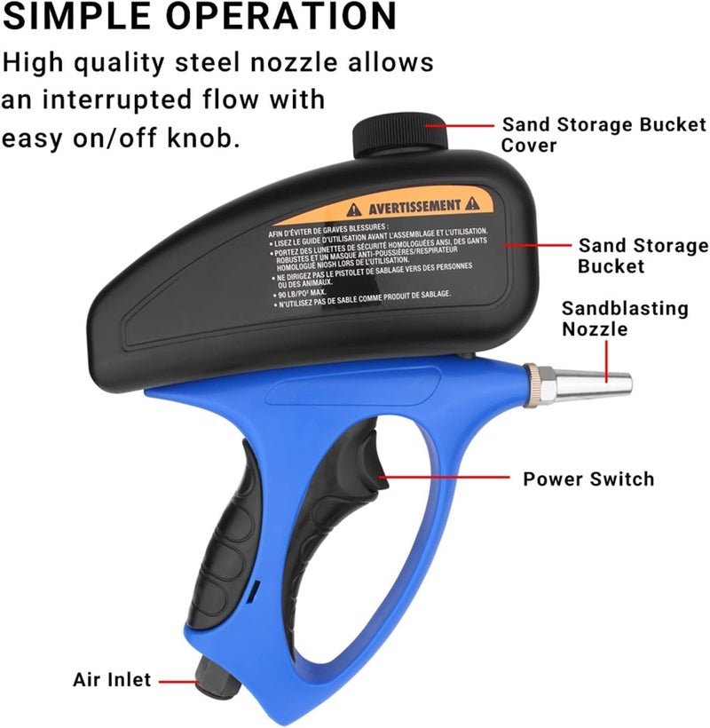 Pressure Spray Gun, Anti-Rust Portable Gravity Sandblaster Handheld Pneumatic Sand Blasting Machine Glass Tombstone Sprayer Sandblasting Machine DIY - Image 2