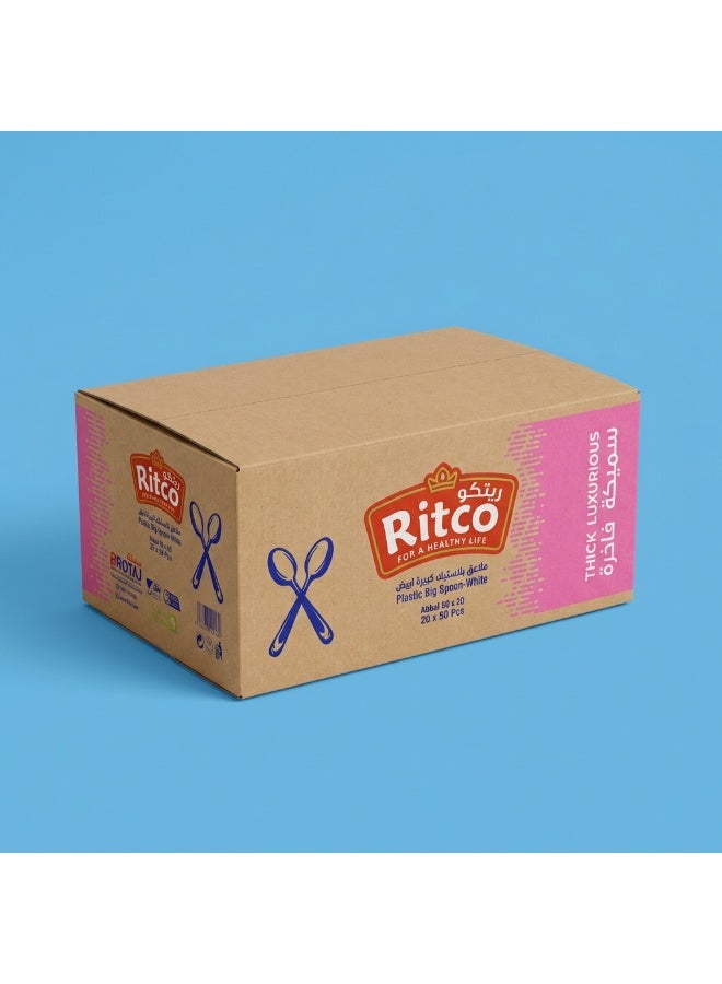 Ritco Carton Of White Plastic (1000 Spoons/Carton) - Image 1