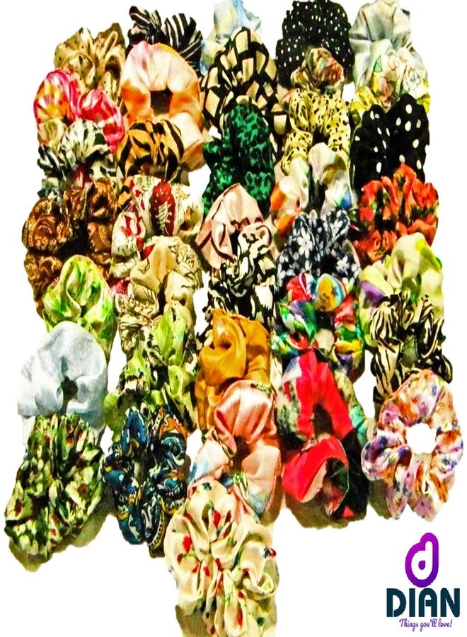 DIAN Multicolor Pack of 24 Satin Print Hair Scrunchies, Ponytail Holder, Hair Tie, Hair Bow, Rubber Band, Hair Accessories for Women, Teens and Girl - Image 3