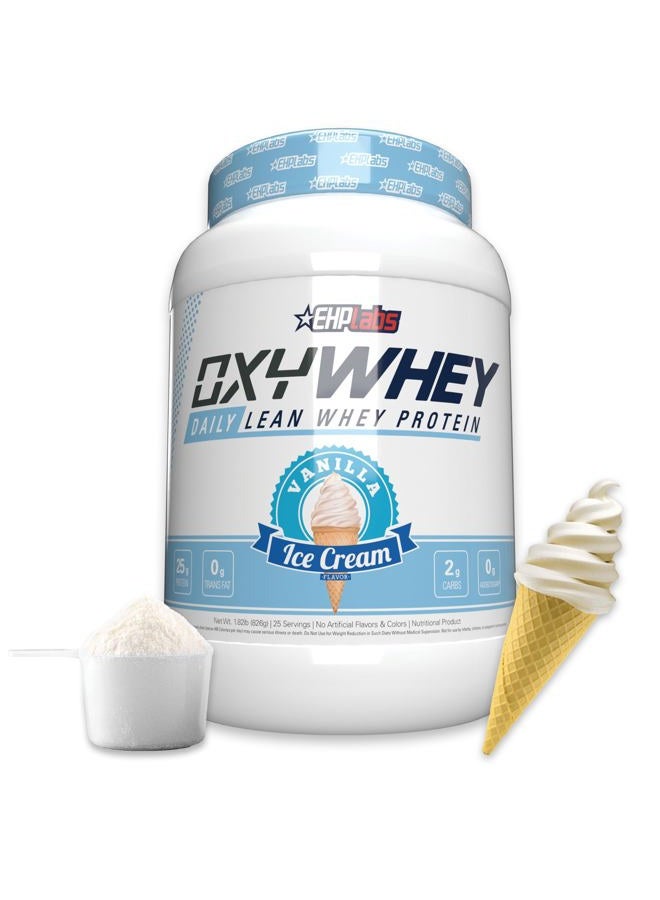EHP Labs OxyWhey Whey Protein Isolate – 25g High Protein, Low Carb, Sugar Free Meal Replacement – Lean Whey Powder for Muscle Recovery – Non-GMO, Gluten Free – 25 Serves – Vanilla Ice Cream - Image 1