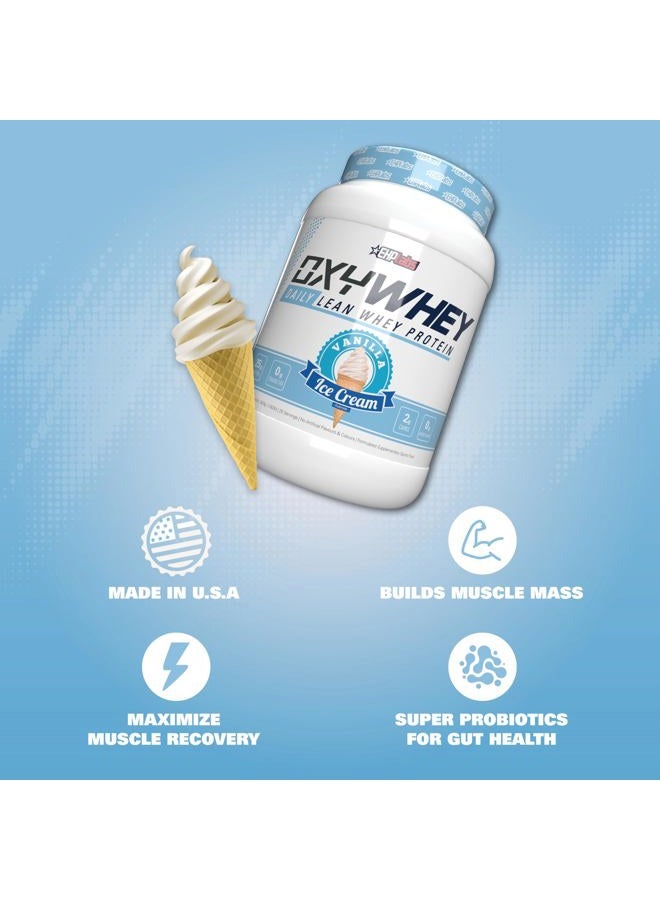EHP Labs OxyWhey Whey Protein Isolate – 25g High Protein, Low Carb, Sugar Free Meal Replacement – Lean Whey Powder for Muscle Recovery – Non-GMO, Gluten Free – 25 Serves – Vanilla Ice Cream - Image 3