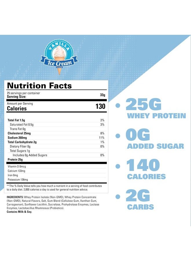 EHP Labs OxyWhey Whey Protein Isolate – 25g High Protein, Low Carb, Sugar Free Meal Replacement – Lean Whey Powder for Muscle Recovery – Non-GMO, Gluten Free – 25 Serves – Vanilla Ice Cream - Image 2