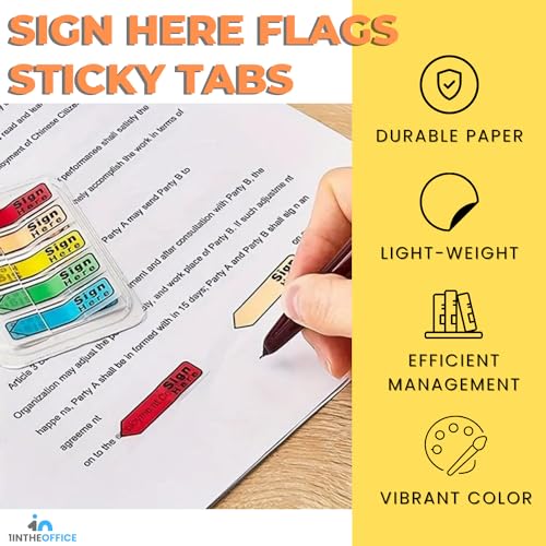 1InTheOffice Sign Here Stickers, Arrow Flags, Page Markers, Assorted Colors, 100 Pack - Image 4