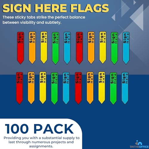 1InTheOffice Sign Here Stickers, Arrow Flags, Page Markers, Assorted Colors, 100 Pack - Image 3