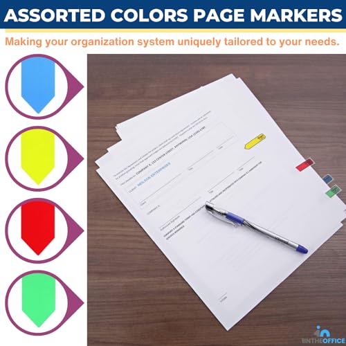 1InTheOffice Sign Here Stickers, Arrow Flags, Page Markers, Assorted Colors, 100 Pack - Image 2