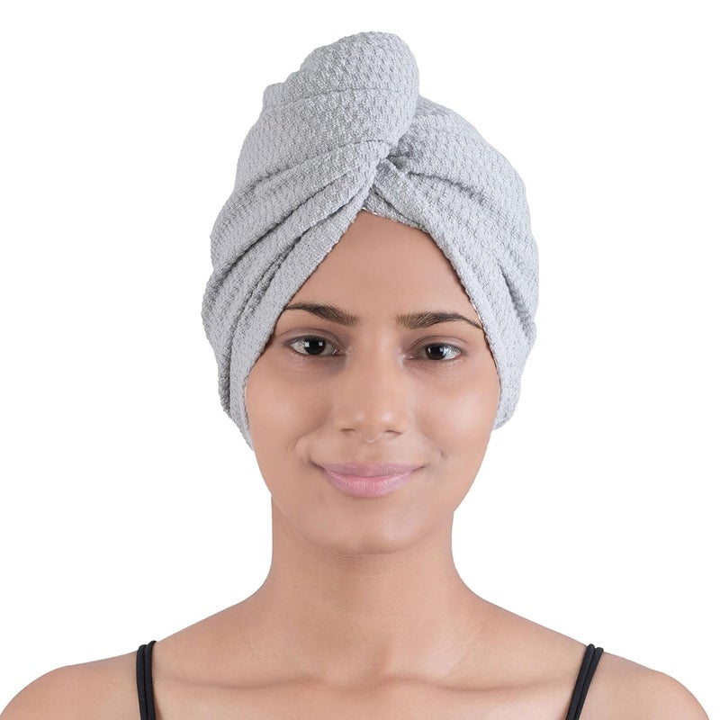 MYTRIDENT Trident Hair Towel Wrap Urban Comfort Collection Women Head Wrap Absorbent Towel HairDrying Hair Warp Towel QuickDrying 100 Cotton 240 GSM Bath Towel Hair Dry Cap Salon Towel Lunar Rock - Image 1