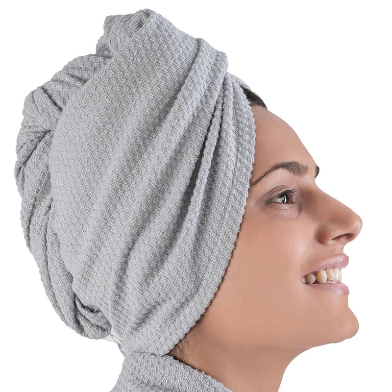 MYTRIDENT Trident Hair Towel Wrap Urban Comfort Collection Women Head Wrap Absorbent Towel HairDrying Hair Warp Towel QuickDrying 100 Cotton 240 GSM Bath Towel Hair Dry Cap Salon Towel Lunar Rock - Image 4