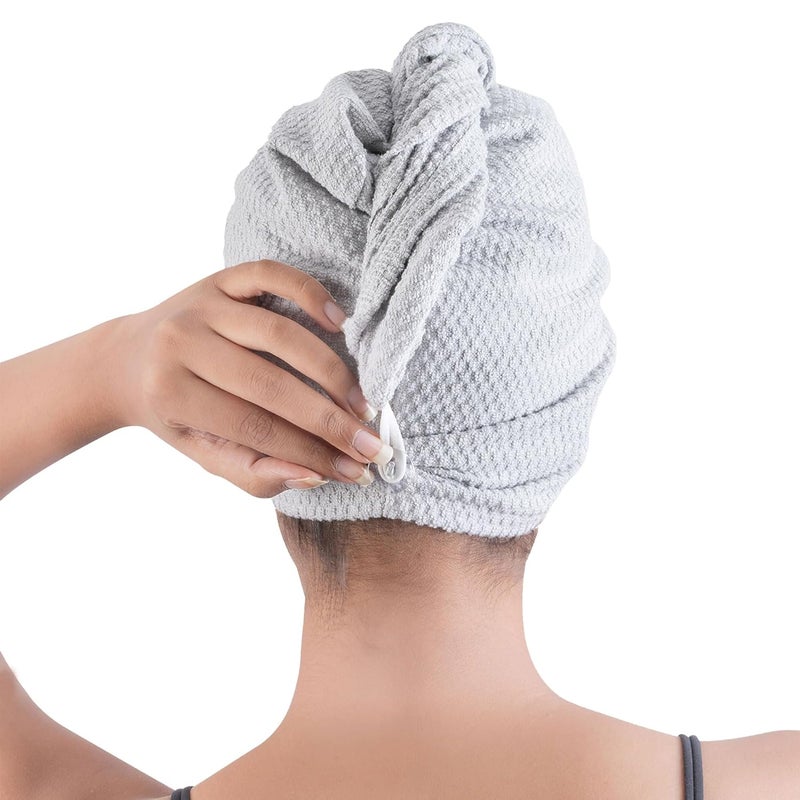 MYTRIDENT Trident Hair Towel Wrap Urban Comfort Collection Women Head Wrap Absorbent Towel HairDrying Hair Warp Towel QuickDrying 100 Cotton 240 GSM Bath Towel Hair Dry Cap Salon Towel Lunar Rock - Image 2