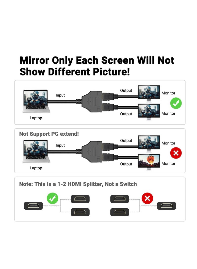 DIGI CORE HDMI Splitter Adapter Male to Dual HDMI Female 1 to 2 Way HDMI Cable For HDTV, LED, LCD, TV, Signal 1 in 2 Out Cable  - Image 4