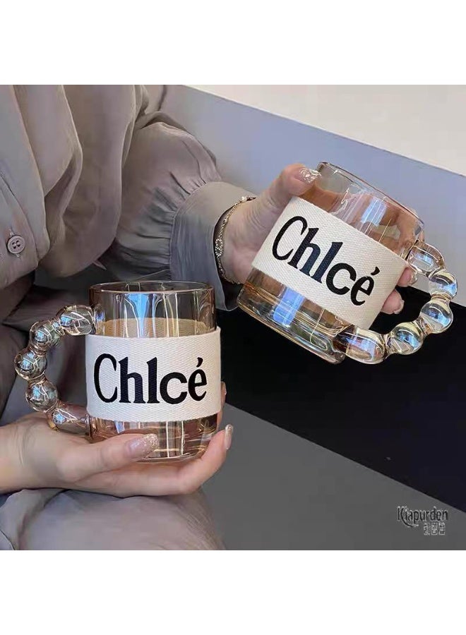 طقم 2 مج زجاج شفاف بيد فقاعات زجاجية وتصميم قماشي أنيق - Image 1