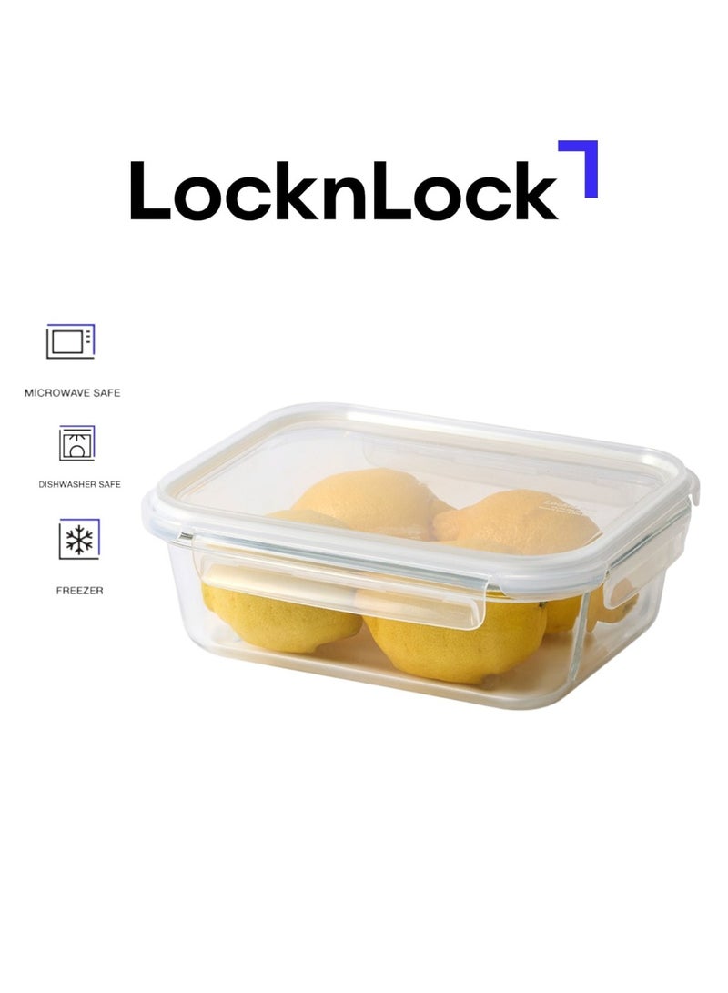 LocknLock Tempered Glass Rectangle 1.5L – Airtight Food Container with 4-Side Locking Lid, Microwave, Freezer & Dishwasher Safe - Image 1