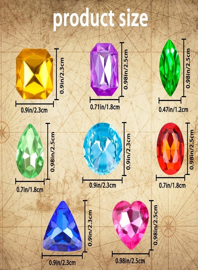 Vellibring 180 Pieces Pirate Treasure Gem Toys,Fake Acrylic Bling Gem Diamonds Toys Colorful Beach Gems Pirate Jewels Toys with Drawstring Bag for Kids Party Favors Decoration - Image 2