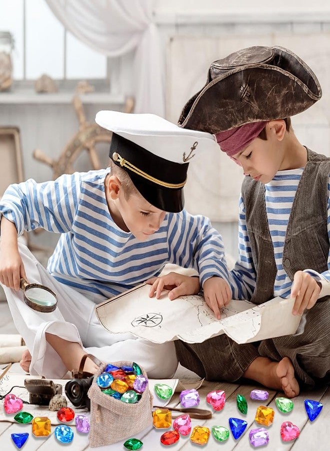 Vellibring 180 Pieces Pirate Treasure Gem Toys,Fake Acrylic Bling Gem Diamonds Toys Colorful Beach Gems Pirate Jewels Toys with Drawstring Bag for Kids Party Favors Decoration - Image 5