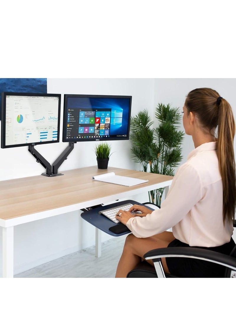 ELTRAZONE Dual Monitor Desk Mount Stand | Gas Spring Arms Fit 19 21.5 24 27 Inch Computer Screens | VESA 75 100 Compatible | C-clamp Base | Full Motion Height Adjustable Tilt Swivel | Black - Image 3
