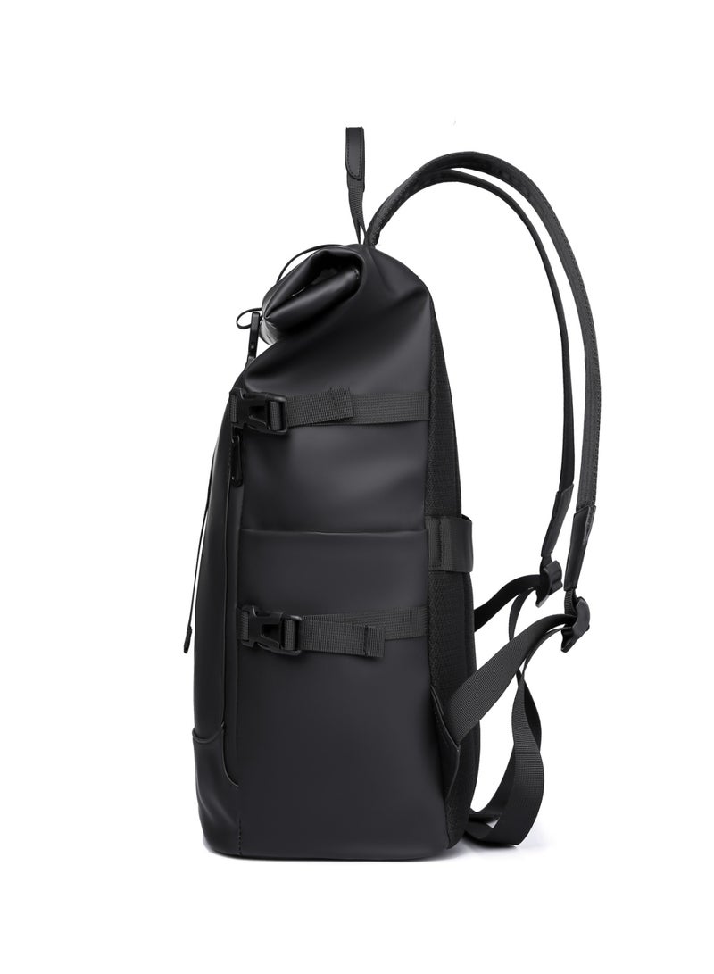 lebonaer S-Roll Top Backpack Urban Exploration Daily Commuting Backpack Innovative Roll Top Closure Adjustable Capacity Robust Water Repellent Scratch Resistant Material Lightweight 805g Comfortable Adjustable Straps Practical Luggage Strap Well Organized Interior Main Compartment Partition Pockets Front Zipper Pockets Holds 15 6 Inch Laptop Tech Gadgets Daily Items Neatly in Place Sleek Modern Style Outstanding Functionality Business Trip Weekend Getaway Smooth Effortless Journey Durable Construction Smart Organization Elements Protection Accidental Scrapes Safe for Valuables Lightweight Design Easy to Carry Ergonomic Straps Shoulder Support Heavy Load Distribution Travel Backpack Work Commute Essential Versatile Use for Men and Women Secure Closure System Weather Resistant Daily Use Backpack Spacious Interior Easy Access Pockets Urban Lifestyle Essential Compact Design Roomy When Expanded All Purpose Daypack High Quality Material Long Lasting Performance Trendy Roll Top Design Customizable Si - Image 4