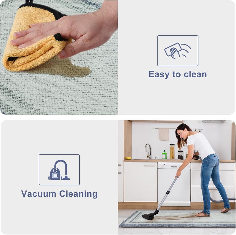 KIMODE Anti Fatigue Kitchen Mat 2PCS,Non-Skid Waterproof Kitchen Rugs,Farmhouse Kitchen Mat for Floor,Cushioned Comfort Foam Standing Mat for Floor,Office,Sink,Desk,Laundry,Blue and Gray - Image 5