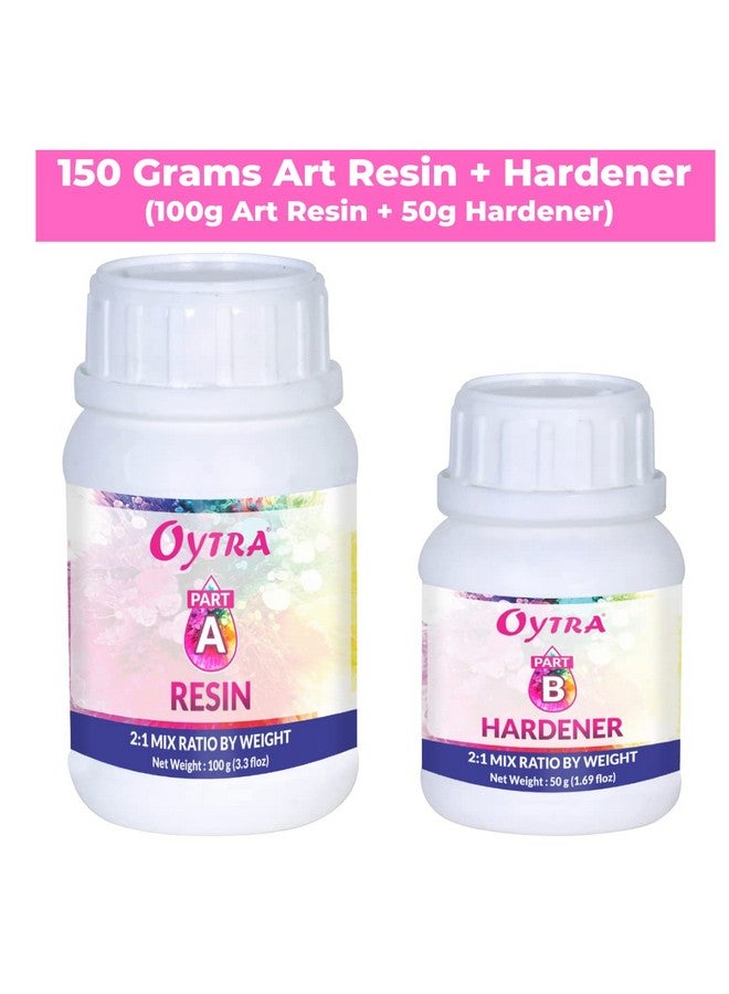 Oytra أويتراريسين فن سائل مقوي لمجموعة مواد للمبتدئين في الحرف اليدوية طلاء شفاف فائق الوضوح إبوكسي بنسبة 2:1 لإطلاق الفقاعات مجموعة مجوهرات الفنانين صب طاولة مشاريع DIY (150 جرام) - Image 2