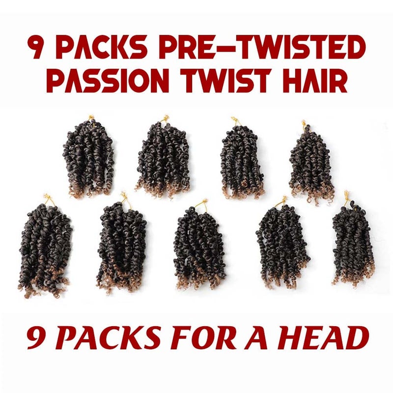 VIOLET Pre-twisted Passion Twist Crochet Hair 6 Inch 9 Packs Passion Twist Hair Pre Looped Ombre Blonde Short Passion Twist Hair Crochet Braids Hair Extensionsï¼ˆT27,6 Inch,9 Packsï¼‰ - Image 2
