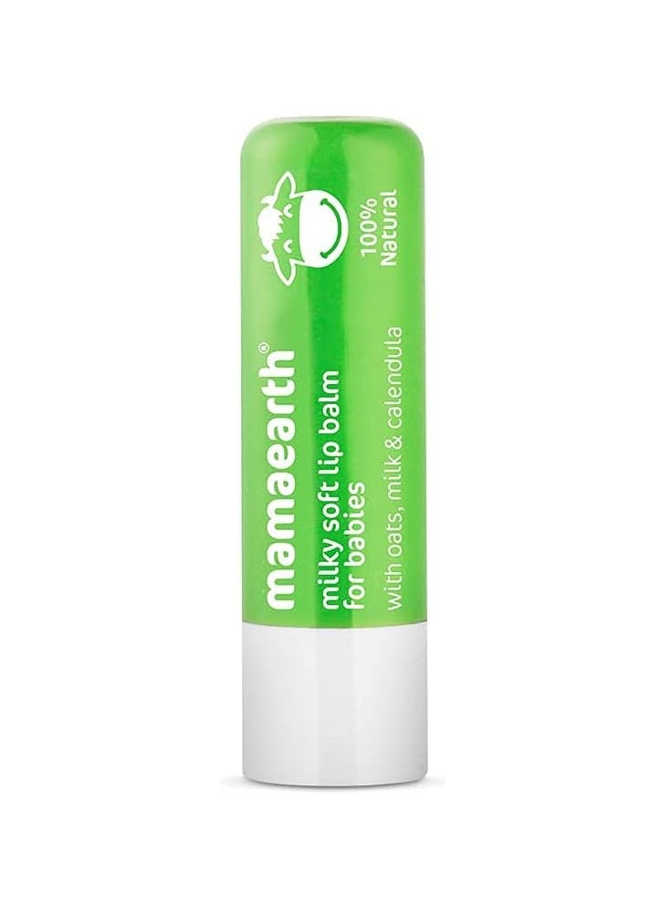 Mamaearth - Milky Soft Natural Lip Balm for Babies with Oats, Milk & Calendula – 4g - Image 1