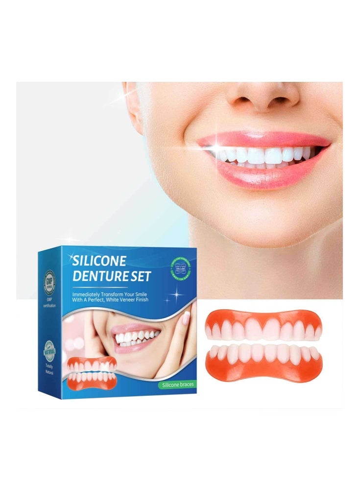 Silicone Silcone Denture Set-Teeth Veneers Whitening Dentures Imitation Braces Temporary False Teeth Cover Perfect Smile Comfortable Fit Denture Kit，Temporary Teeth Filling Repair Kit - Image 5
