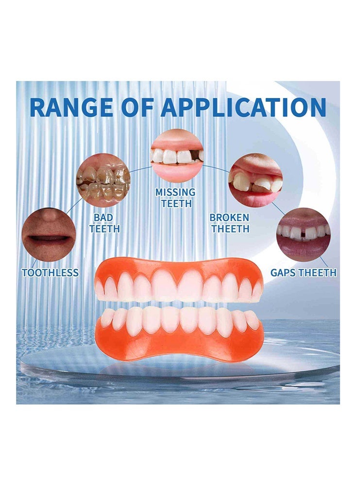 Silicone Silcone Denture Set-Teeth Veneers Whitening Dentures Imitation Braces Temporary False Teeth Cover Perfect Smile Comfortable Fit Denture Kit，Temporary Teeth Filling Repair Kit - Image 3